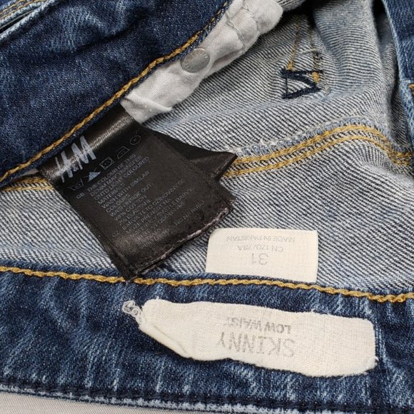 H&M Womens Skinny Stretch Low Waist Denim Blue Jeans Size 31 - Picture 5 of 8